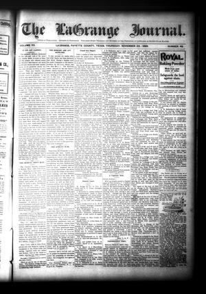 Primary view of object titled 'The La Grange Journal. (La Grange, Tex.), Vol. 20, No. 48, Ed. 1 Thursday, November 23, 1899'.