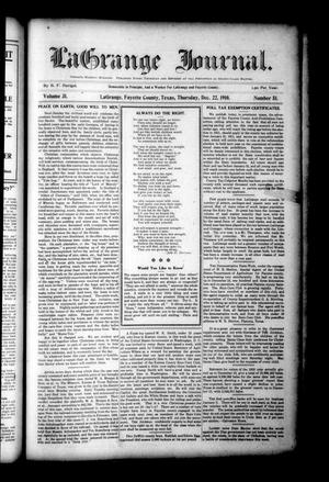 La Grange Journal. (La Grange, Tex.), Vol. 31, No. 51, Ed. 1 Thursday, December 22, 1910