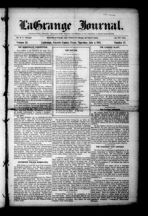 Primary view of object titled 'La Grange Journal. (La Grange, Tex.), Vol. 33, No. 27, Ed. 1 Thursday, July 4, 1912'.