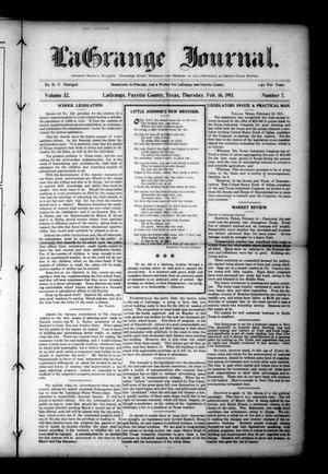 Primary view of object titled 'La Grange Journal. (La Grange, Tex.), Vol. 32, No. 7, Ed. 1 Thursday, February 16, 1911'.