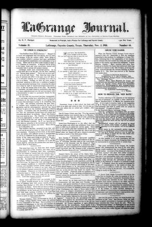 La Grange Journal. (La Grange, Tex.), Vol. 31, No. 44, Ed. 1 Thursday, November 3, 1910