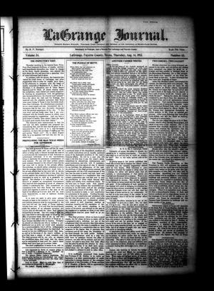 La Grange Journal. (La Grange, Tex.), Vol. 34, No. 33, Ed. 1 Thursday, August 14, 1913