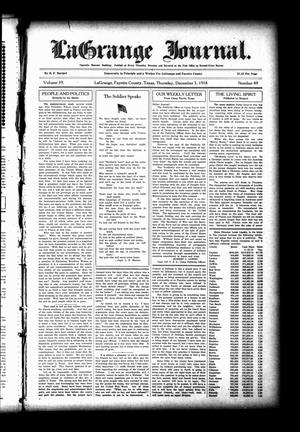 La Grange Journal. (La Grange, Tex.), Vol. 39, No. 49, Ed. 1 Thursday, December 5, 1918