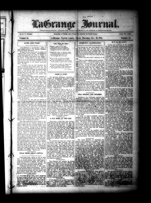 Primary view of object titled 'La Grange Journal. (La Grange, Tex.), Vol. 34, No. 47, Ed. 1 Thursday, November 20, 1913'.