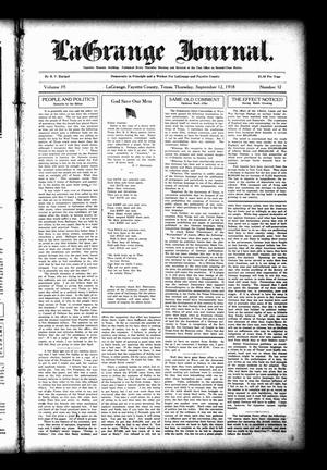 La Grange Journal. (La Grange, Tex.), Vol. 39, No. 37, Ed. 1 Thursday, September 12, 1918