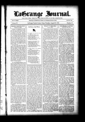 La Grange Journal. (La Grange, Tex.), Vol. 39, No. 35, Ed. 1 Thursday, August 29, 1918