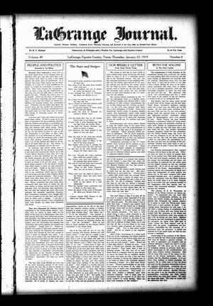 Primary view of object titled 'La Grange Journal. (La Grange, Tex.), Vol. 40, No. 4, Ed. 1 Thursday, January 23, 1919'.