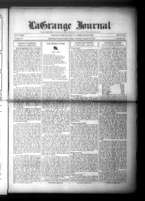La Grange Journal (La Grange, Tex.), Vol. 51, No. 33, Ed. 1 Thursday, August 14, 1930