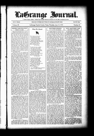 La Grange Journal. (La Grange, Tex.), Vol. 40, No. 24, Ed. 1 Thursday, June 12, 1919