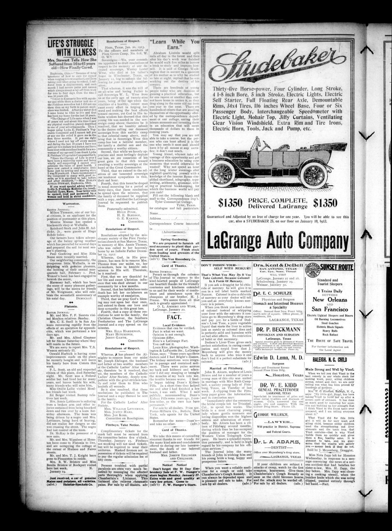 La Grange Journal. (La Grange, Tex.), Vol. 34, No. 4, Ed. 1 Thursday, January 23, 1913
                                                
                                                    [Sequence #]: 4 of 8
                                                