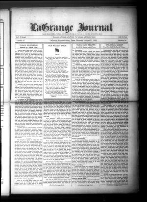 Primary view of object titled 'La Grange Journal (La Grange, Tex.), Vol. 51, No. 34, Ed. 1 Thursday, August 21, 1930'.