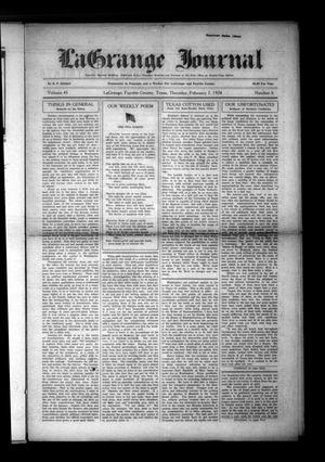 Primary view of object titled 'La Grange Journal (La Grange, Tex.), Vol. 45, No. 6, Ed. 1 Thursday, February 7, 1924'.