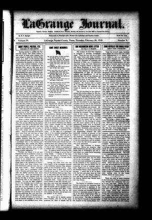 La Grange Journal. (La Grange, Tex.), Vol. 39, No. 9, Ed. 1 Thursday, February 28, 1918