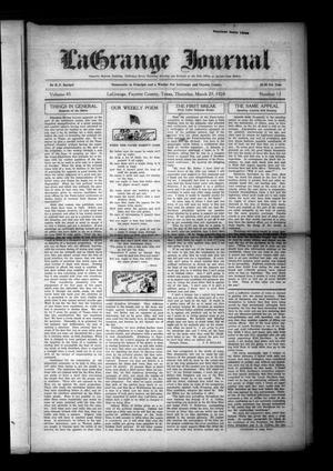 Primary view of object titled 'La Grange Journal (La Grange, Tex.), Vol. 45, No. 13, Ed. 1 Thursday, March 27, 1924'.