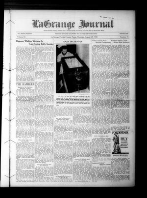 Primary view of object titled 'La Grange Journal (La Grange, Tex.), Vol. 62, No. 35, Ed. 1 Thursday, August 28, 1941'.