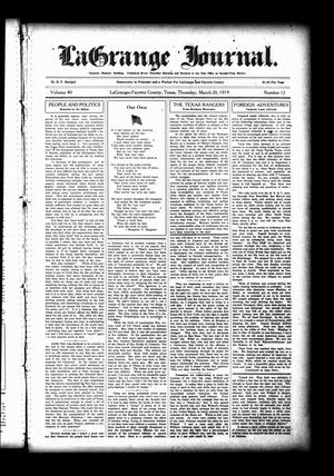 La Grange Journal. (La Grange, Tex.), Vol. 40, No. 12, Ed. 1 Thursday, March 20, 1919