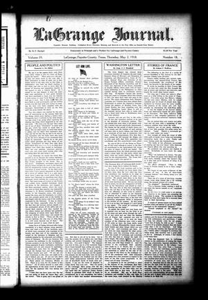 Primary view of object titled 'La Grange Journal. (La Grange, Tex.), Vol. 39, No. 18, Ed. 1 Thursday, May 2, 1918'.