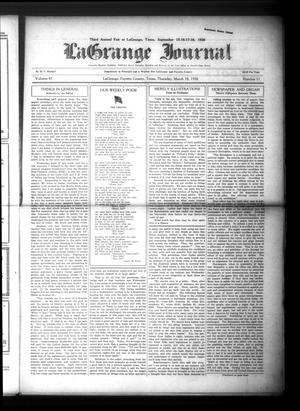 Primary view of object titled 'La Grange Journal (La Grange, Tex.), Vol. 47, No. 11, Ed. 1 Thursday, March 18, 1926'.