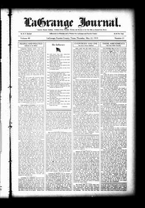 Primary view of object titled 'La Grange Journal. (La Grange, Tex.), Vol. 40, No. 21, Ed. 1 Thursday, May 22, 1919'.