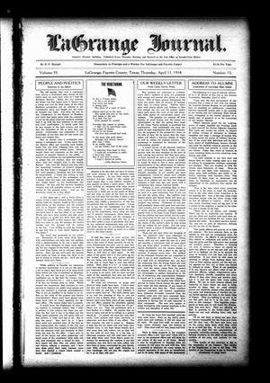 La Grange Journal. (La Grange, Tex.), Vol. 39, No. 15, Ed. 1 Thursday, April 11, 1918