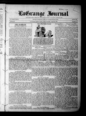 Primary view of object titled 'La Grange Journal (La Grange, Tex.), Vol. 62, No. 15, Ed. 1 Thursday, April 10, 1941'.