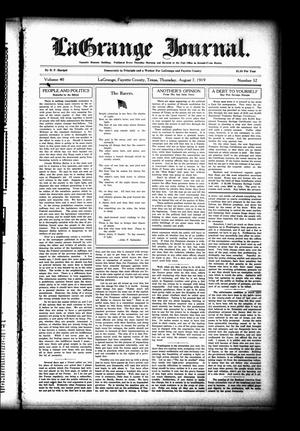 La Grange Journal. (La Grange, Tex.), Vol. 40, No. 32, Ed. 1 Thursday, August 7, 1919