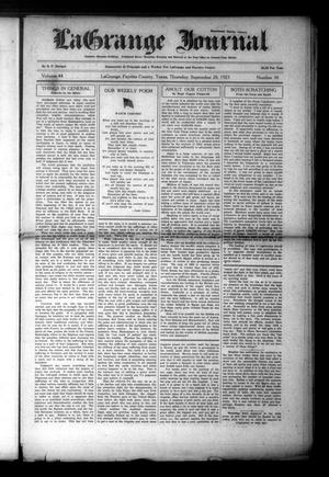 Primary view of object titled 'La Grange Journal (La Grange, Tex.), Vol. 44, No. 38, Ed. 1 Thursday, September 20, 1923'.