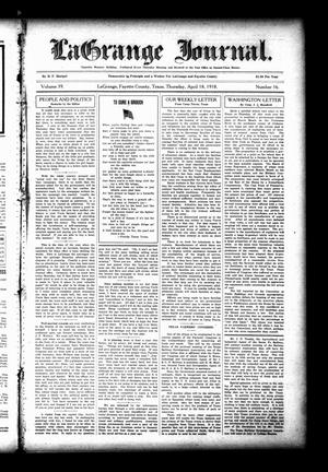 La Grange Journal. (La Grange, Tex.), Vol. 39, No. 16, Ed. 1 Thursday, April 18, 1918