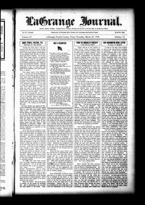 La Grange Journal. (La Grange, Tex.), Vol. 39, No. 13, Ed. 1 Thursday, March 28, 1918