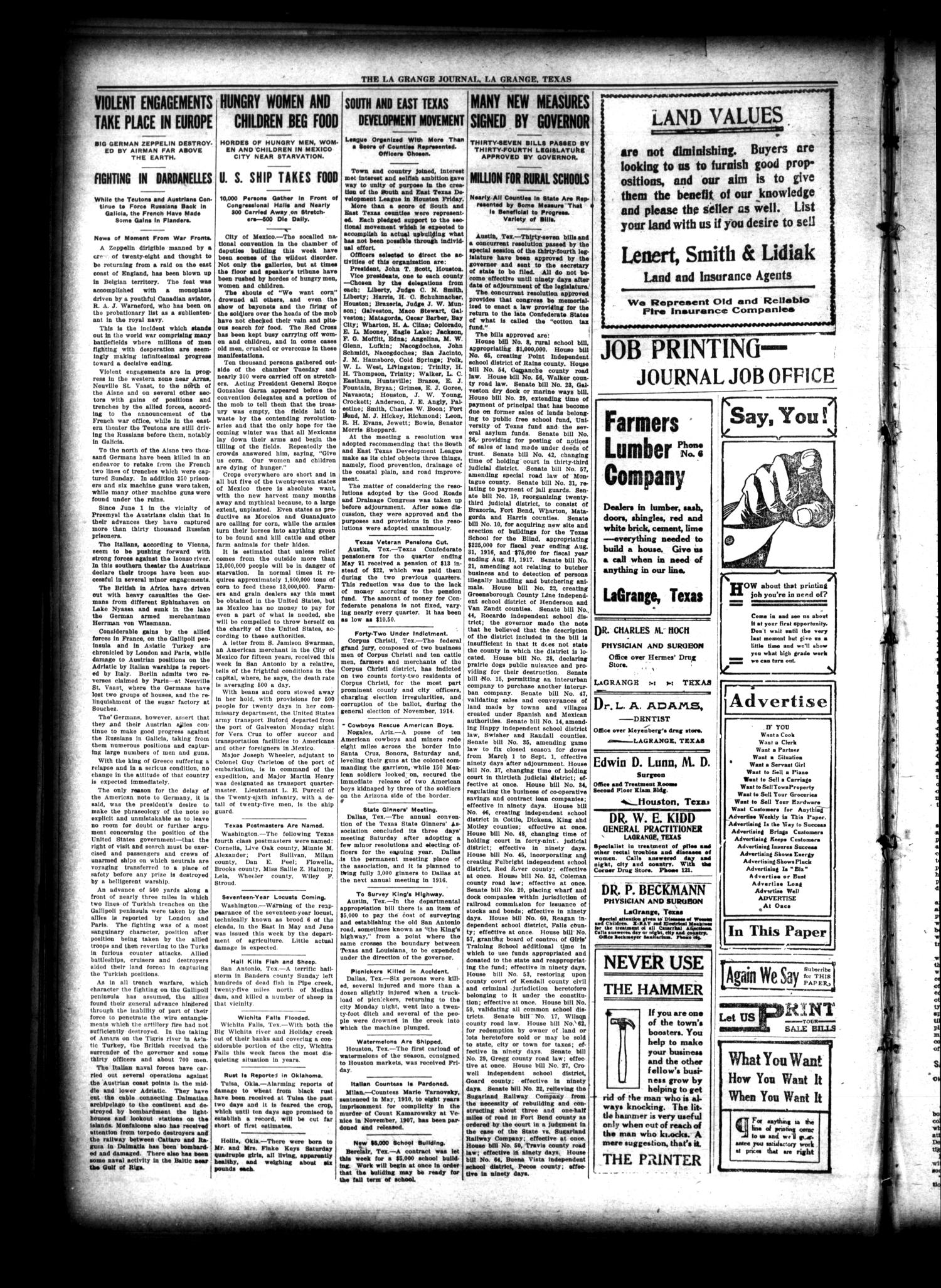 La Grange Journal. (La Grange, Tex.), Vol. 36, No. 23, Ed. 1 Thursday, June 10, 1915
                                                
                                                    [Sequence #]: 2 of 8
                                                