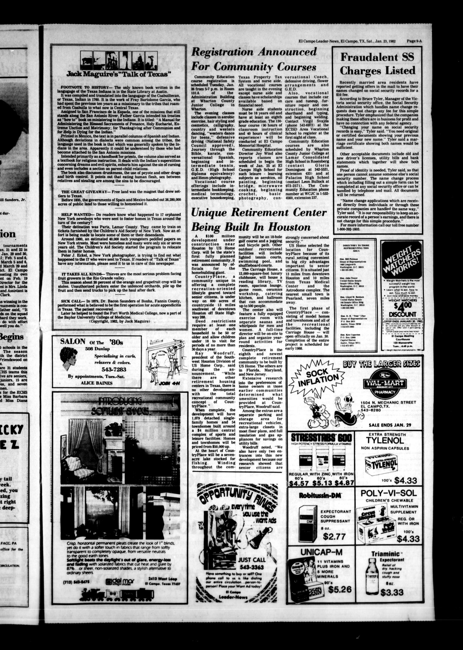 El Campo Leader-News (El Campo, Tex.), Vol. 97, No. 87, Ed. 1 Saturday, January 23, 1982
                                                
                                                    [Sequence #]: 9 of 28
                                                