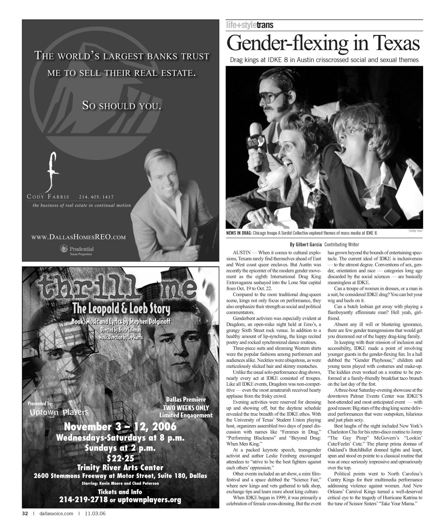 Dallas Voice Dallas Tex Vol 23 No 25 Ed 1 Friday November 3 2006 Page 32 Of 68